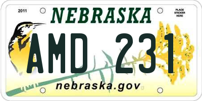 NE license plate AMD231