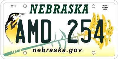 NE license plate AMD254