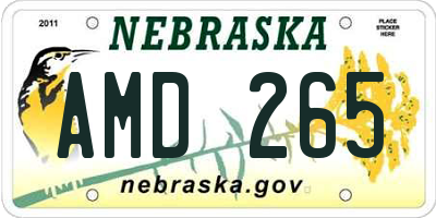 NE license plate AMD265
