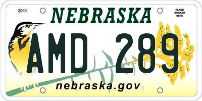 NE license plate AMD289