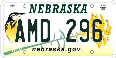NE license plate AMD296