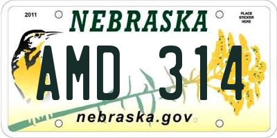 NE license plate AMD314