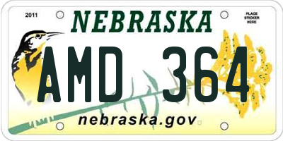 NE license plate AMD364