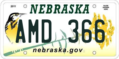 NE license plate AMD366
