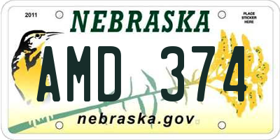 NE license plate AMD374