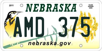 NE license plate AMD375