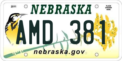 NE license plate AMD381