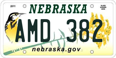NE license plate AMD382