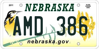 NE license plate AMD386