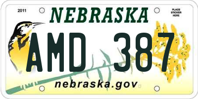 NE license plate AMD387