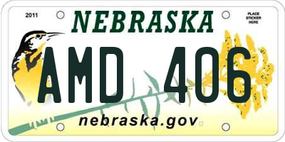 NE license plate AMD406