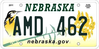 NE license plate AMD462