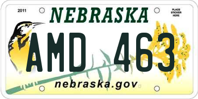 NE license plate AMD463