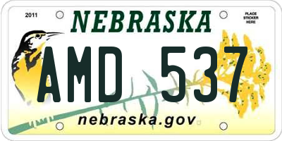 NE license plate AMD537