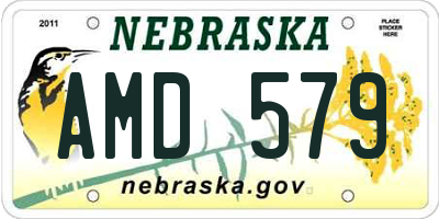NE license plate AMD579