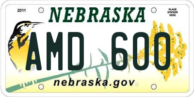 NE license plate AMD600