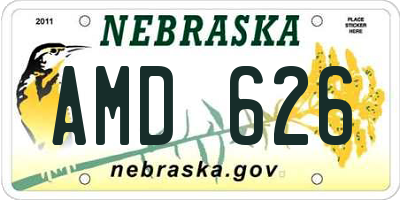 NE license plate AMD626