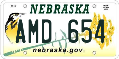 NE license plate AMD654