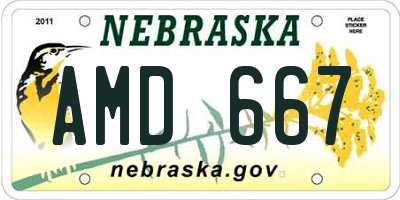 NE license plate AMD667