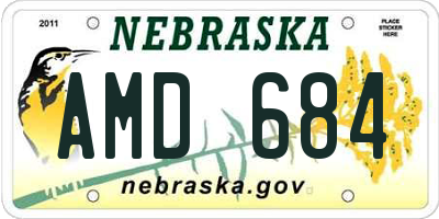 NE license plate AMD684