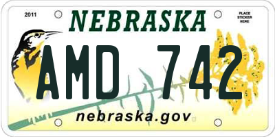 NE license plate AMD742