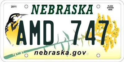 NE license plate AMD747