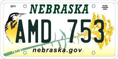 NE license plate AMD753
