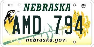 NE license plate AMD794