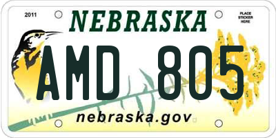 NE license plate AMD805