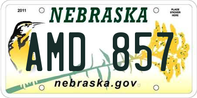 NE license plate AMD857