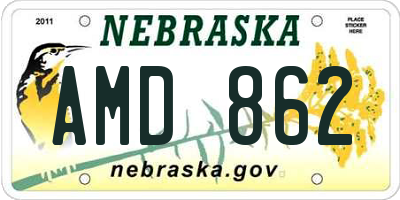 NE license plate AMD862