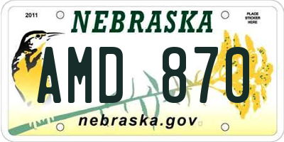 NE license plate AMD870