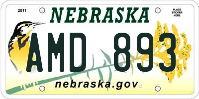 NE license plate AMD893