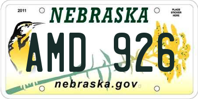 NE license plate AMD926