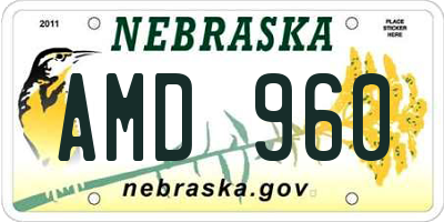 NE license plate AMD960