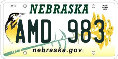 NE license plate AMD983