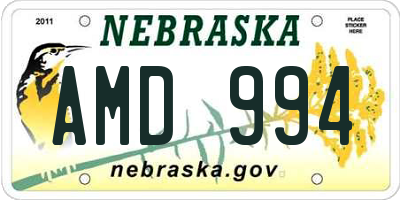 NE license plate AMD994
