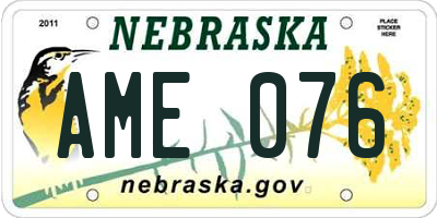 NE license plate AME076