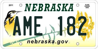 NE license plate AME182
