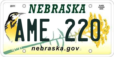 NE license plate AME220