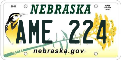 NE license plate AME224