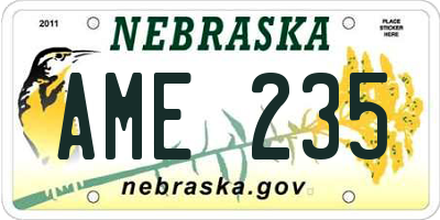 NE license plate AME235