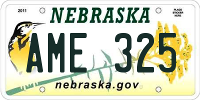 NE license plate AME325