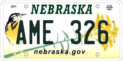 NE license plate AME326