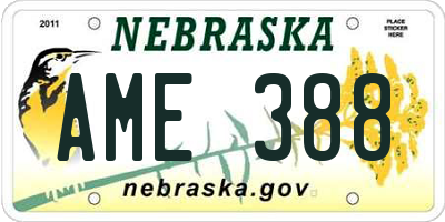 NE license plate AME388