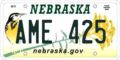NE license plate AME425