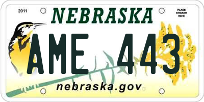 NE license plate AME443