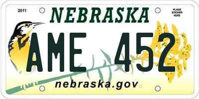 NE license plate AME452