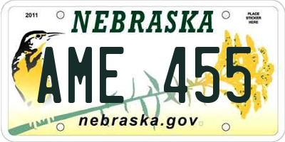 NE license plate AME455