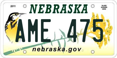 NE license plate AME475